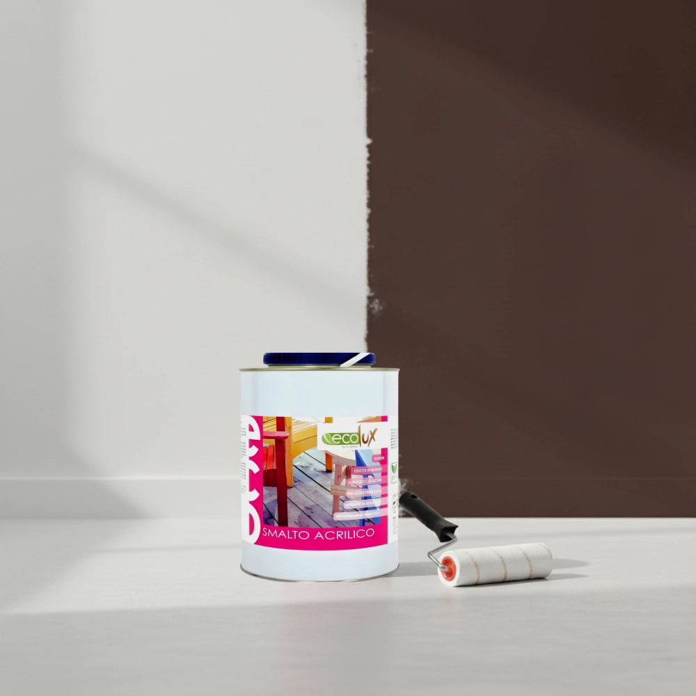Ecolux smalto satinato acrilico ecologico per legno e metallo *** formato 2.5 lt, colore- marrone, confezione 1