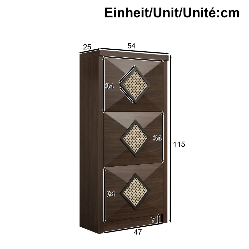 SCARPIERA 3 ribalte 54x25x115 cm Effetto legno marrone scuro