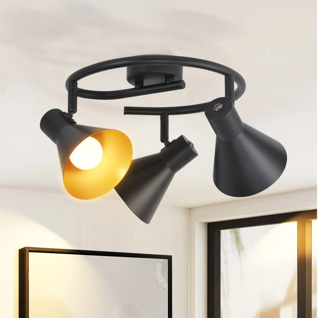 ZMH Faretto da soffitto neri E14 girevoli 350° stile industriale retrò metallo per cucina camera letto corridoio
