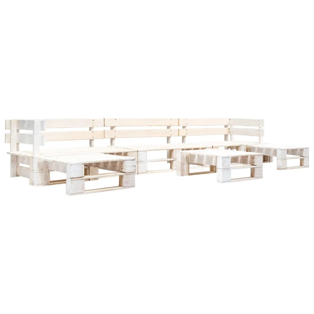Set Divani da Giardino su Pallet 6 pz in Legno Bianco cod mxl 44990
