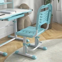 Set Scrivania per Bambini con Sedia Regolabile in Altezza e Piano Inclinabile, Età 6-12 Anni, Blu