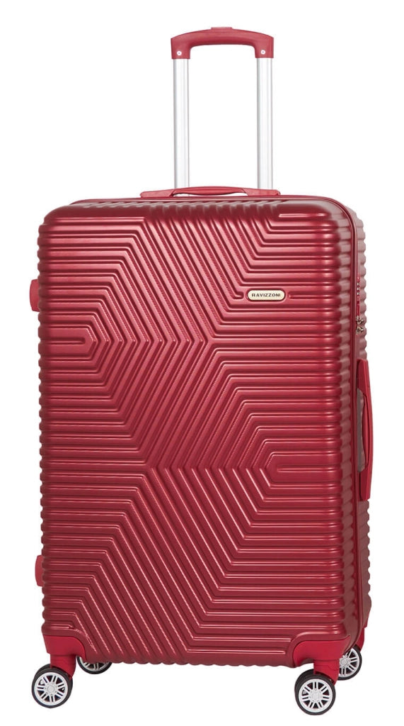 Set 3 Valigie Trolley Rigide in ABS 4 Ruote TSA Ravizzoni Haiti Dark Rosso