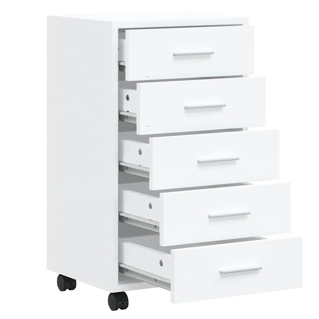 Mobile contenitore moderno e flessibile per ufficio 33 x 38 x 63 cm realizzato in legno composito bianco lucido 02_0047078