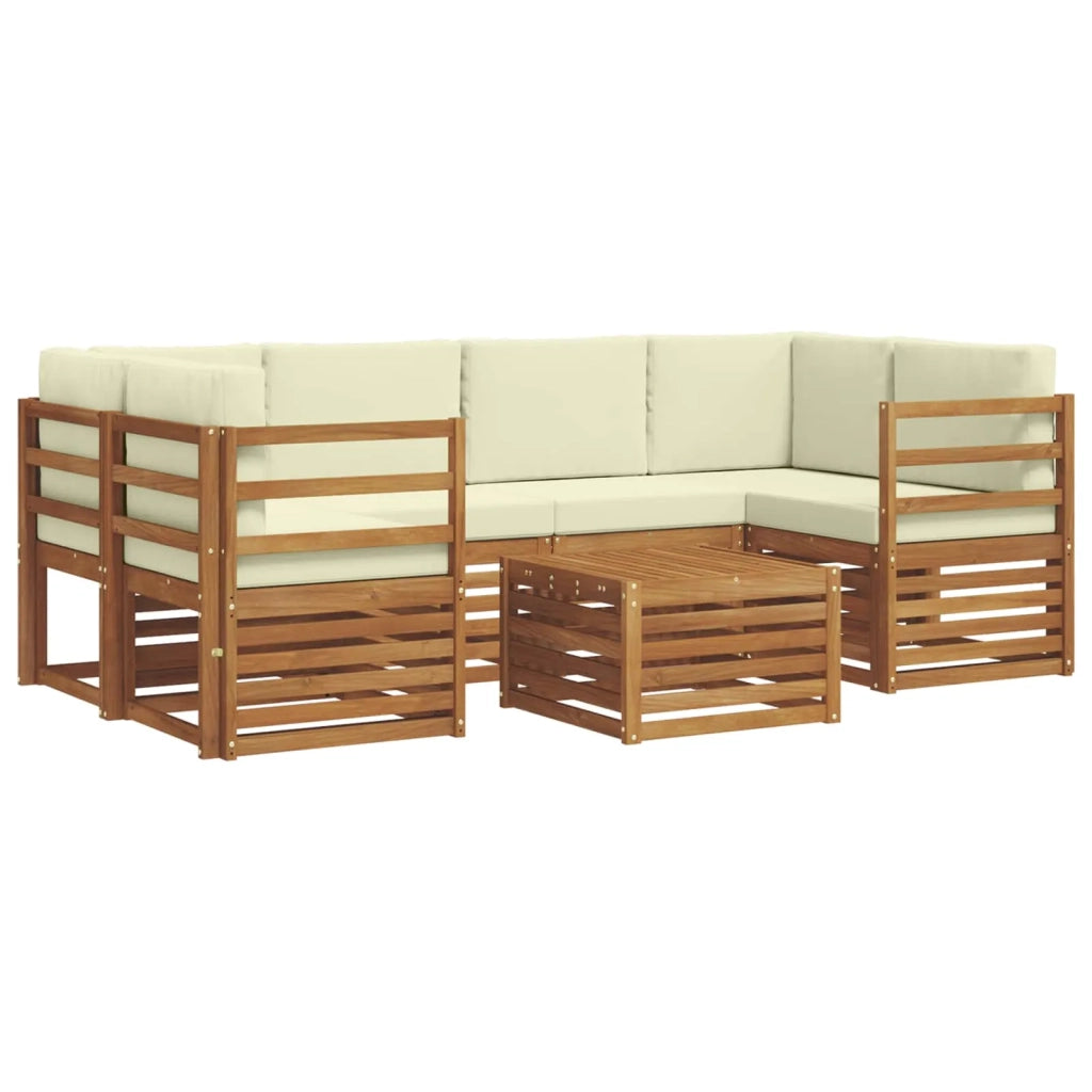 Set di divani da esterno con cuscino 7 pcs Naturale e Crema