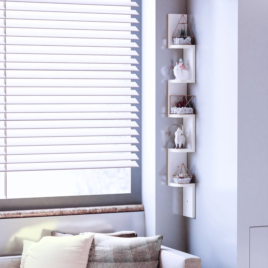 Libreria a Parete Angolare 5 Livelli Legno Bianco ¨C zephmum ¨C 120 cm