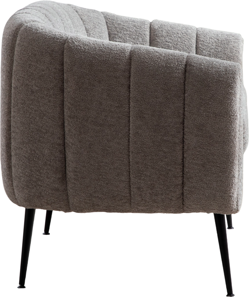 Divano 2 Posti Chaise Longue in Velluto ¨C MINIMAL ¨C Grigio, Gambe in Metallo, Trapuntato