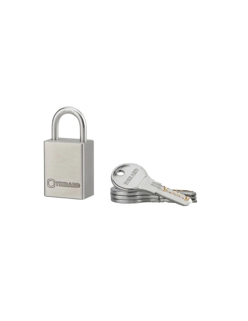 Lucchetto a chiave Rinox, 30 mm, acciaio inossidabile, esterno, arco in acciaio INOX, 4 chiavi - THIRARD