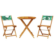 Set da Bistrot 3 pz | Set Salotto da Giardino Motivo Foglie in Tessuto e Legno Massello