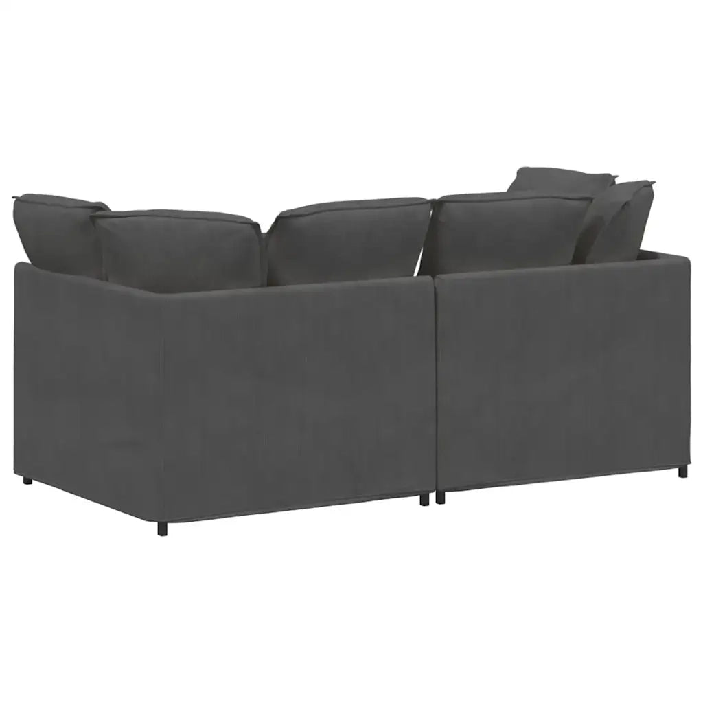 Divano Modulare con Cuscini in Tessuto a Coste Grigio Scuro 3321258