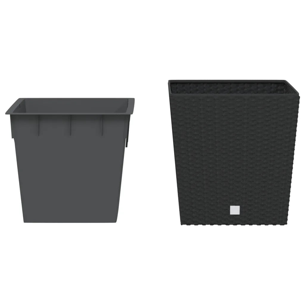 Fioriera | Cassetta per fiori | Vaso con Interno Rimovibile Antracite 21 / 32 L PP Rattan
