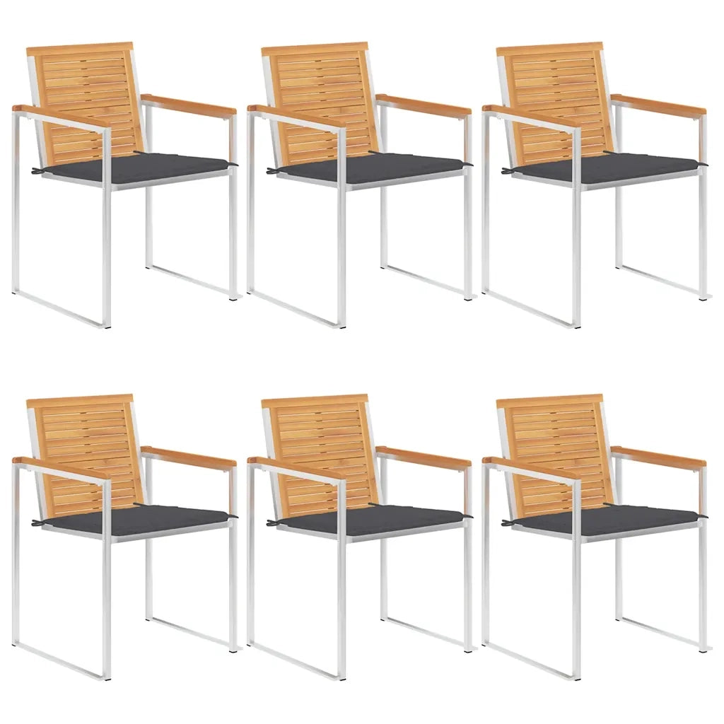 Sedie da Giardino con Cuscini 6 pz in Legno Massello di Teak cod mxl 8676