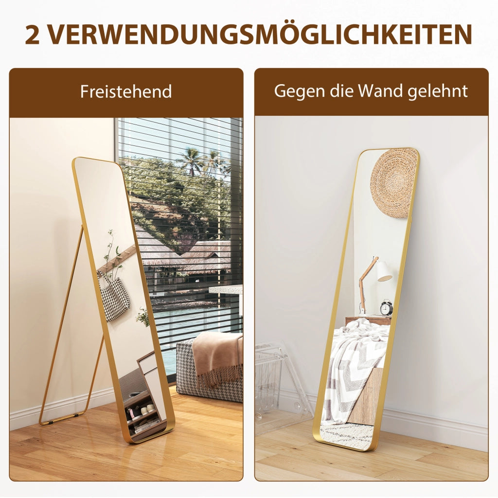 Specchio a figura intera ¨C zephmum ¨C freestanding, inclinabile, metallo, MDF, 160x40 cm, oro