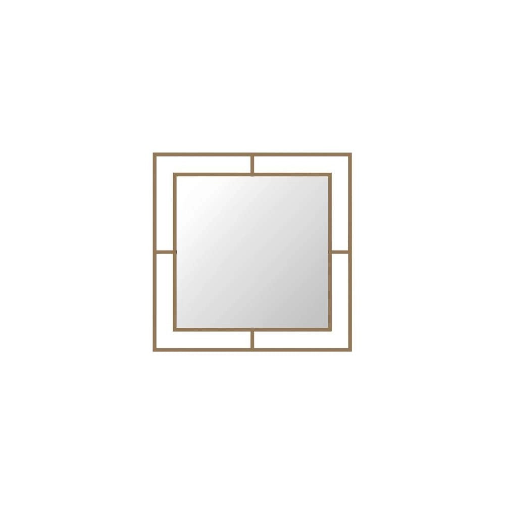 Specchio quadrato con doppia cornice Corner in metallo colore oro