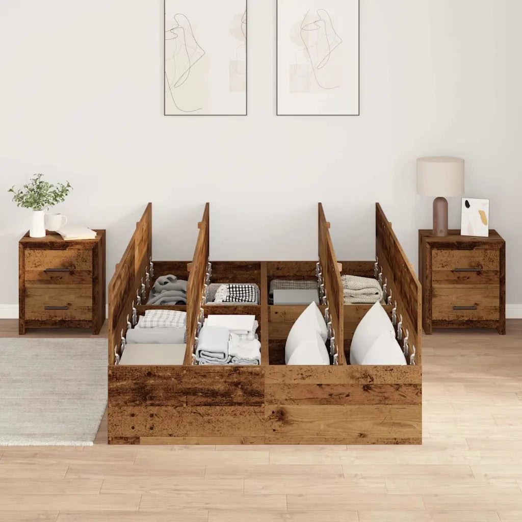 Struttura letto con contenitore Legno vecchio 120 x 200 cm 3335371