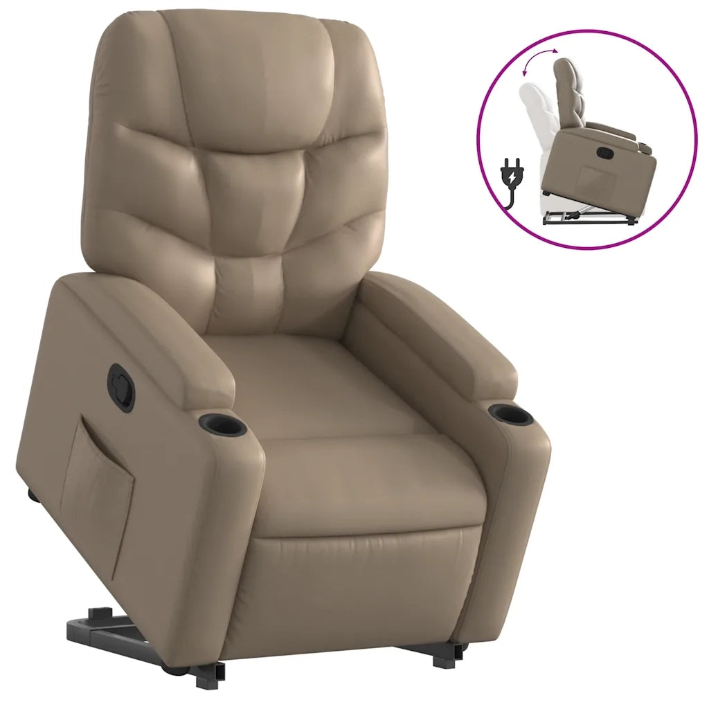 Divano Sedia-Poltrona Alzapersona Reclinabile Cappuccino in Similpelle 550508