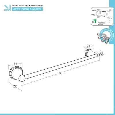 Set accessori a muro 5 pezzi in acciaio con finitura bronzo e viti incluse  Iris