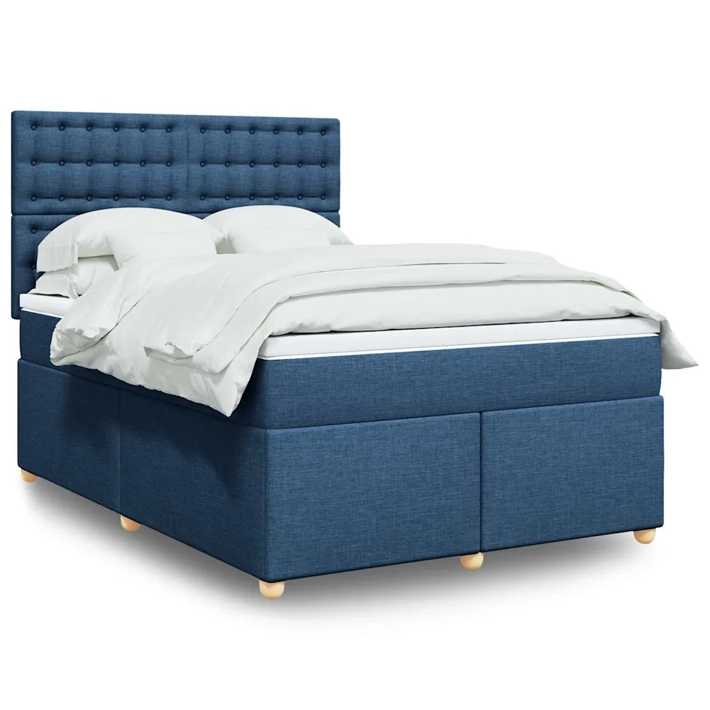vidaXL Giroletto a Molle con Materasso Blu 140x190 cm in Tessuto