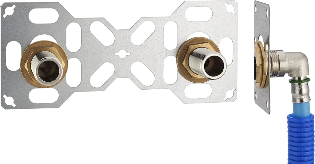 FIXSYSTEM Kit giradischi uscita paratia per tubo PER a crimpare Ø16 - uscite interasse 150 millimetri maschio 20x27 (3/4) per rubinetto doccia/vasca - Installazione visibile