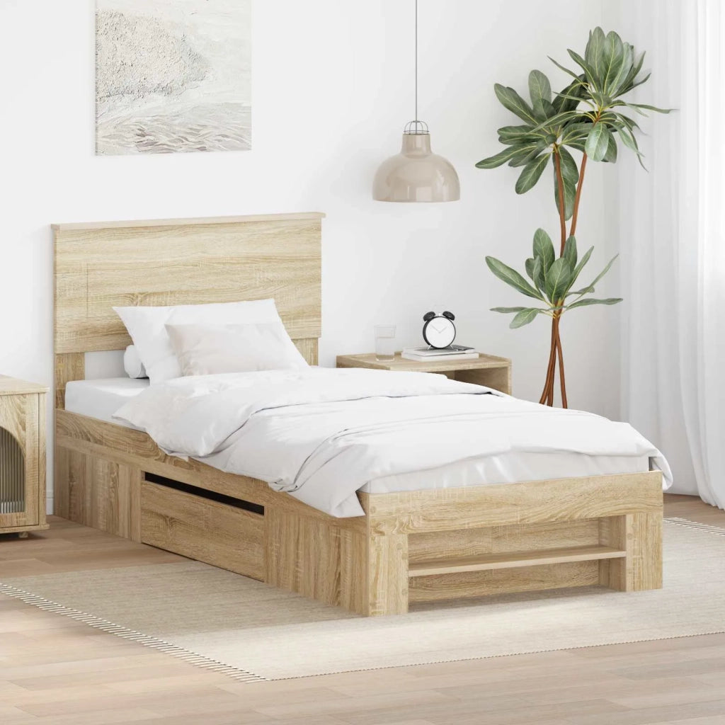Struttura del letto Rovere Sonoma 90 x 200 cm Legno multistrato