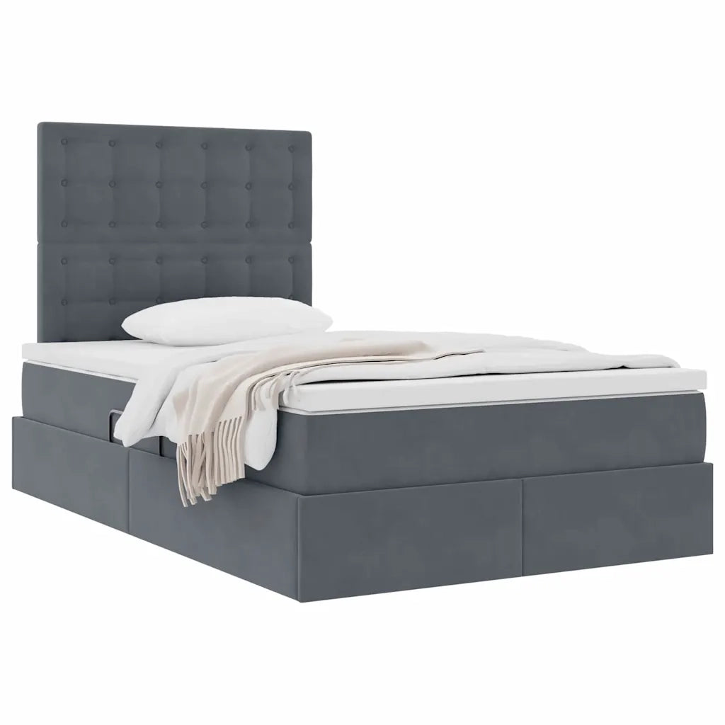 Letto con contenitore e materasso Grigio scuro 120 x 200 cm