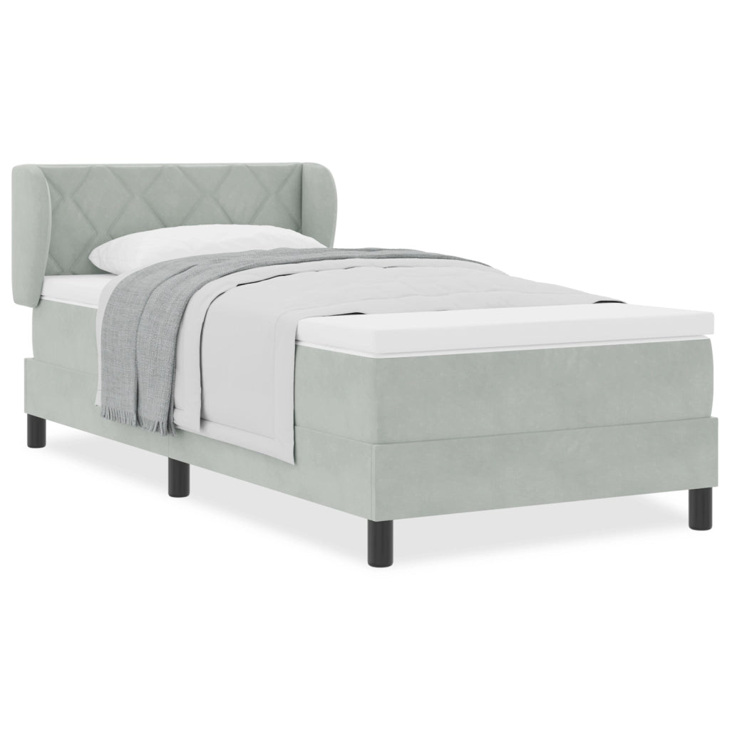 Letto a box con materasso  Grigio chiaro 100x200 cm Velluto