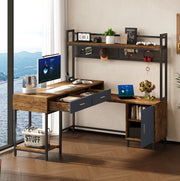 Scrivania angolare industriale 140x140 cm con contenitore