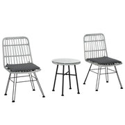 EasyComfort Set Mobili da Giardino 3 Pezzi con Tavolino e Sedie in Rattan PE, Poilestere e Acciaio per Esterni, Grigio