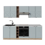 Cucina componibile Fame-Line Blu-grigio chiaro/Rovere dorato 235 cm, PL Marmo Vicco