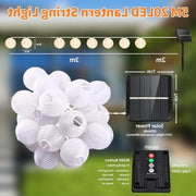 Faro esterno alimentato da energia solare - 20 led 5 m - lanterne - 8 modalità - timer 8 ore - impermeabile - illuminazione giardino - alberi terrazza - matrimoni feste - decorazione