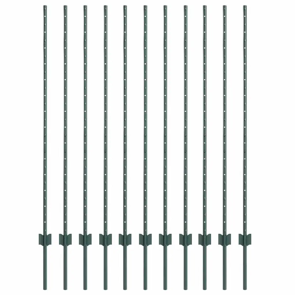 Palo della recinzione 11 pcs Verde 140 cm Acciaio 42006269