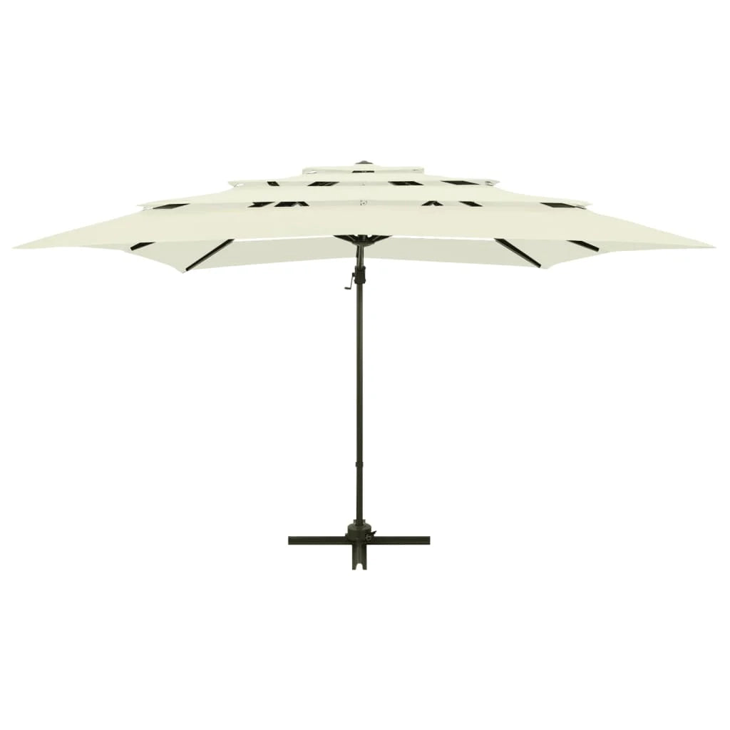 Ombrellone da giardino a 4 livelli con palo in alluminio 250 x 250 cm colore sabbia 02_0008792