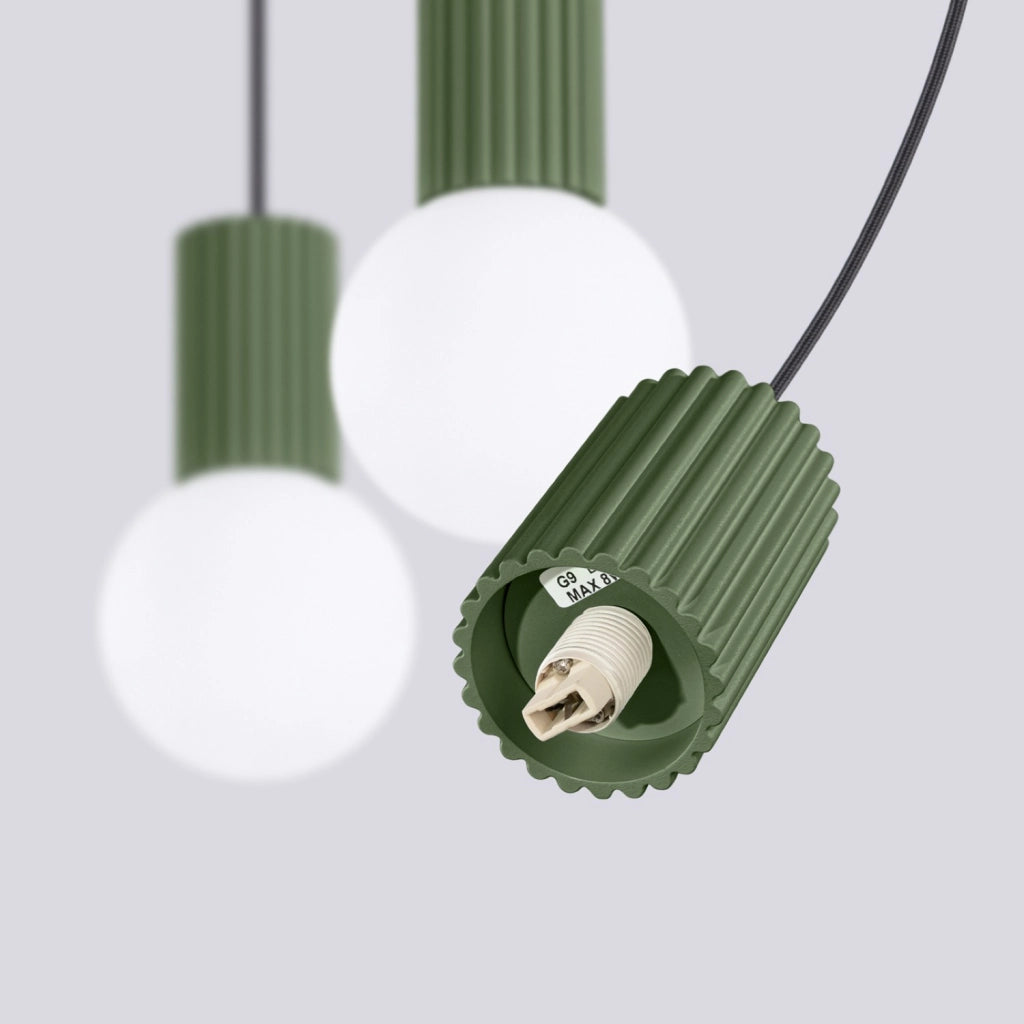 Lampada a sospensione HALO 3L verde oliva
