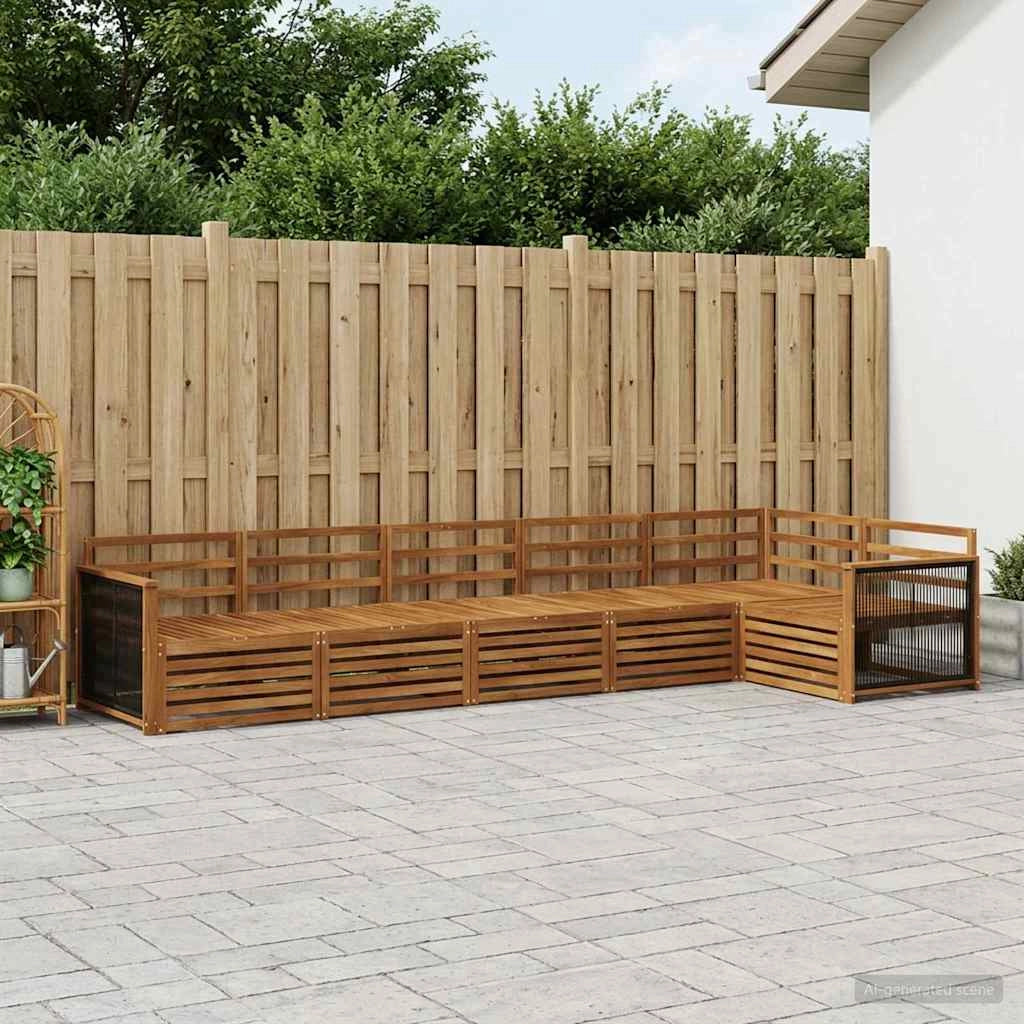 Set di divani da esterno 6 pz Naturale Legno di Acacia Massello 3383412