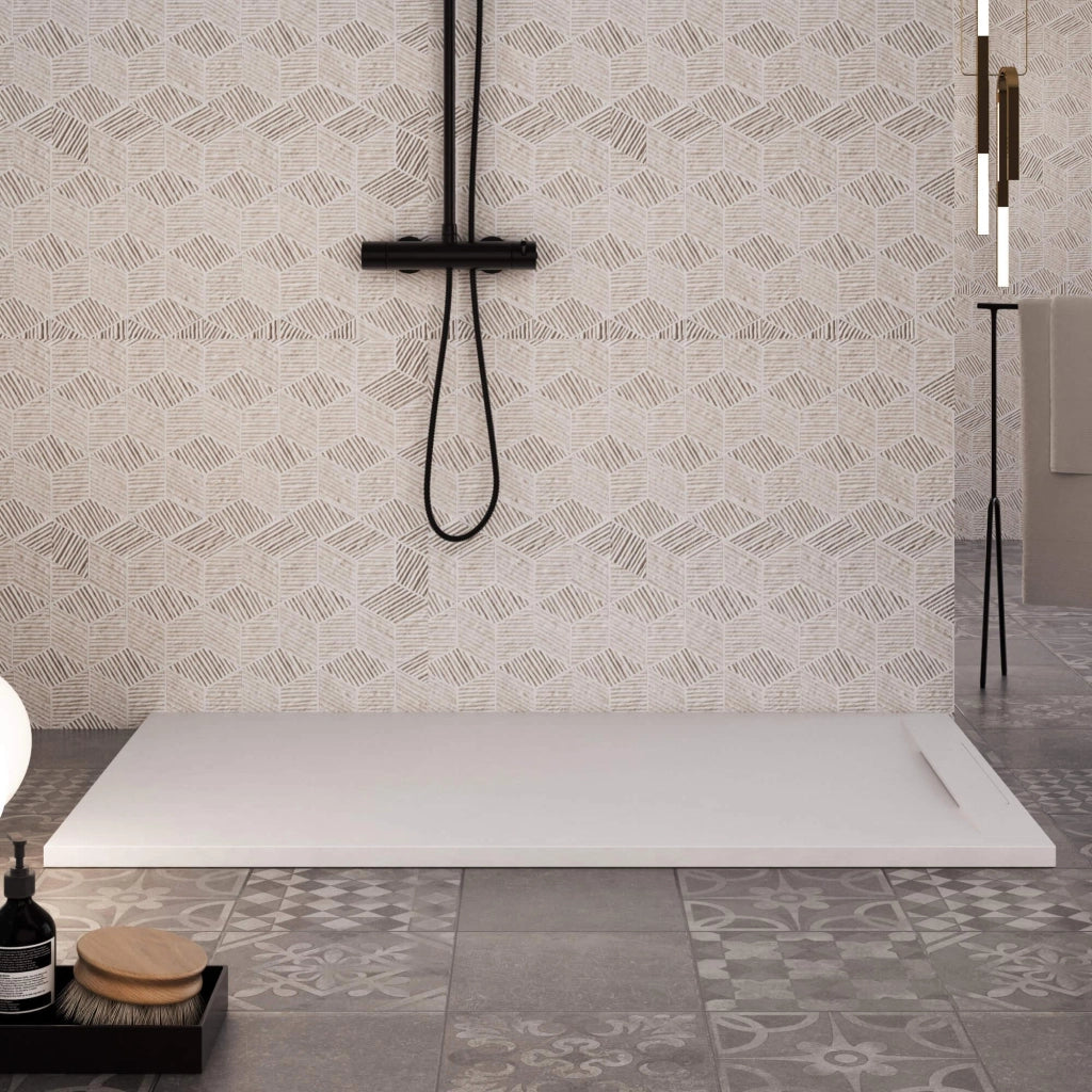 Piatto Doccia in Pietra 90x100 cm Bonussi Ardesia Calcutta Bianco