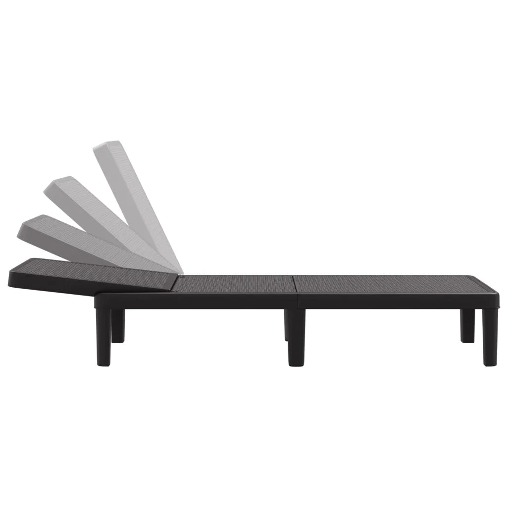 Lettino Prendisole 4 Altezze Regolabili Nero 155,5x57x28 cm iPP 4008100