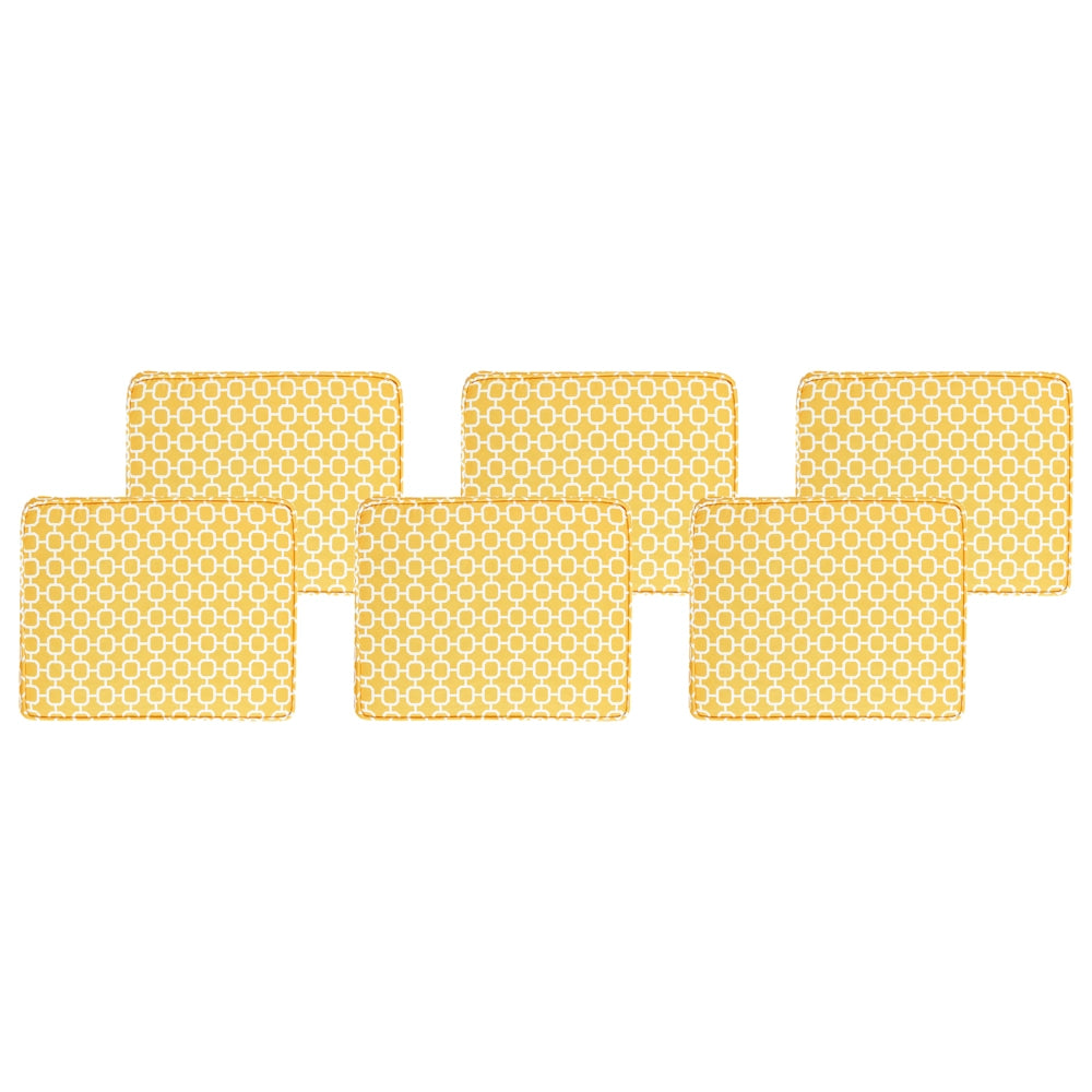 Set di 6 cuscini per sedie da esterno giallo 31 x 39 cm giardino terrazzo tessuto resistente
