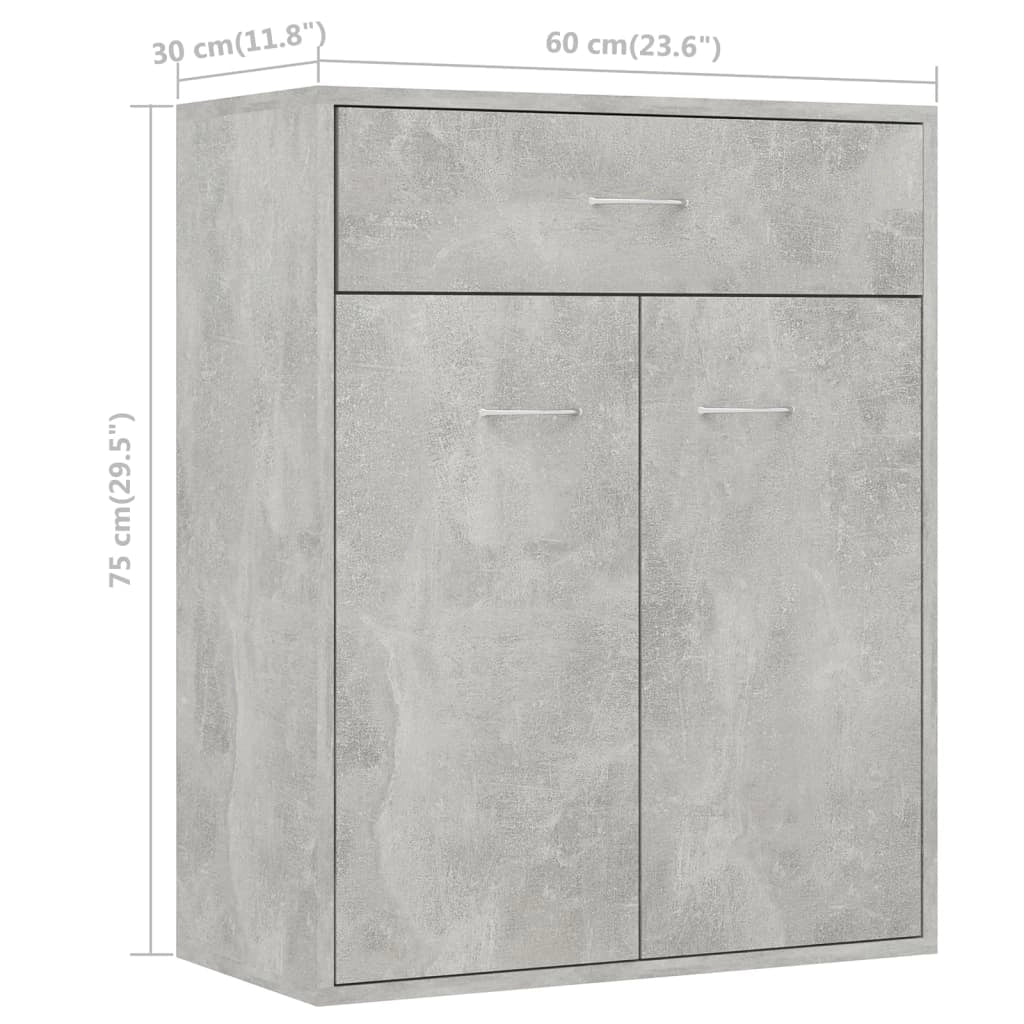 Buffet credenza cassettiera armadio mobile contenitore organizer per cucina soggiorno salotto 60 x 30 x 75 cm legno ingegnerizzato grigio 02_0031959