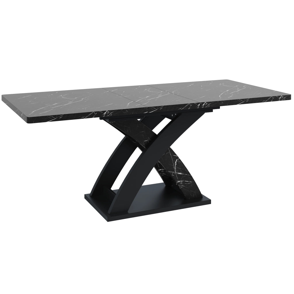 Tavolo allungabile con piano in MDF e struttura in metallo con guide nascoste per cucina soggiorno e balcone nero