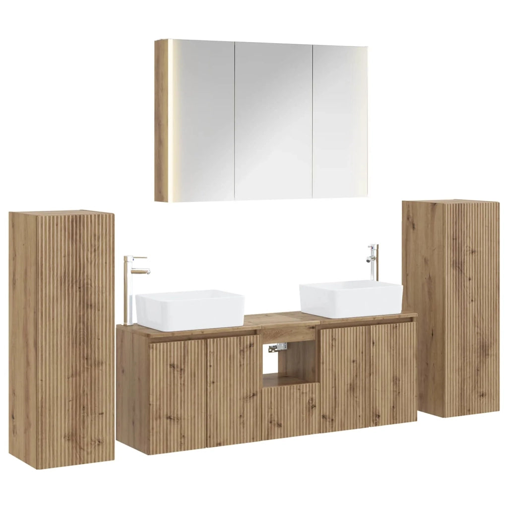 Set di mobili per il bagno 6 pcs Rovere Artigianale 3407174