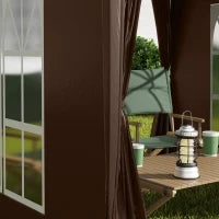 Gazebo 2x2 m Pieghevole con 4 Pareti Rimovibili e Borsa da Trasporto, in Metallo e Poliestere, Marrone