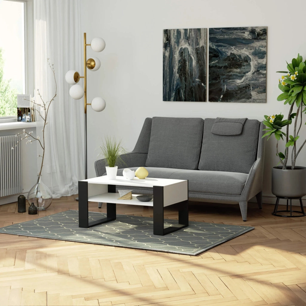 Tavolino da caffè AKORD DOMI Bianca 92 cm Colore Nero 92x53x45 cm