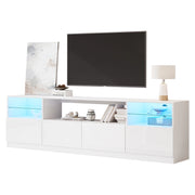 Mobile TV con 4 ante; 8 vani e illuminazione LED per soggiorno; in truciolare; bianco; 180×35×60 cm