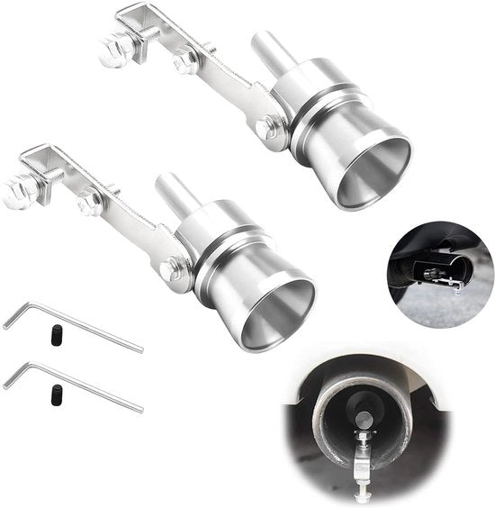 Sistema di Scarico Turbo per Auto - Materiale: Alluminio - Demodulatore di Rumore - Flauto di Scarico Turbo - Universale - 2 Pezzi - Dimensione S