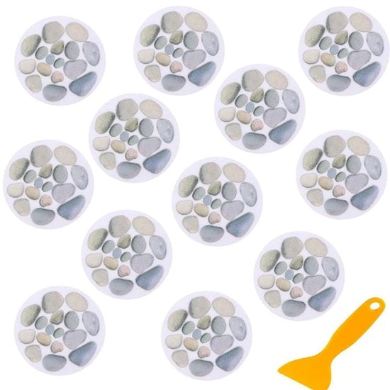 12 Sticker antislip per bagno, Sticker antislip autoadesivi, Sticker antislip premium, Sticker antislip autoadesivi con raschietto per doccia, Sticker antislip con schiuma per doccia.