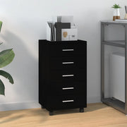 Cassettiera con Ruote Nero in Legno Multistrato 342671