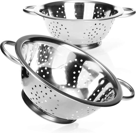 Set di setacci per pasta con manico, setaccio microforato per cucina, setaccio metallico 2 pezzi