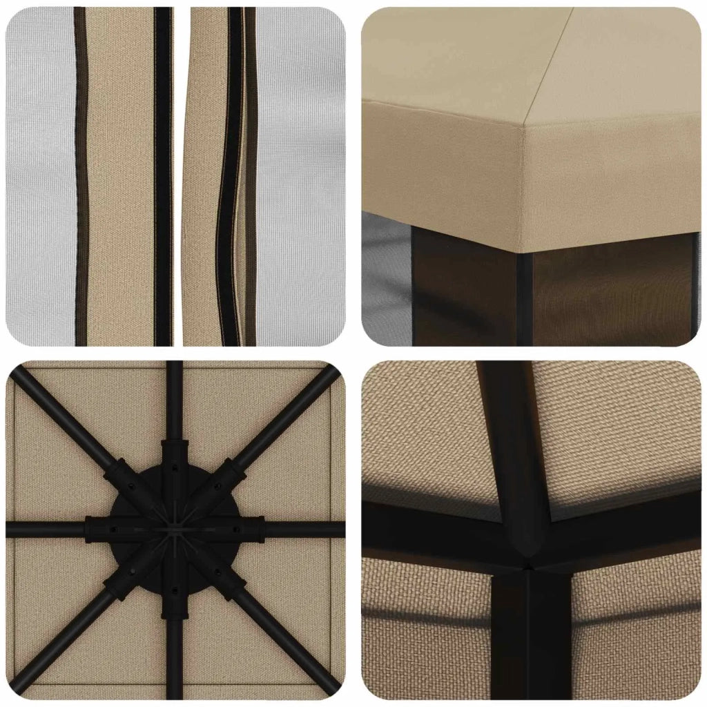 Gazebo | Pergolato da giardino con pareti laterali 3 x 3 m Beige