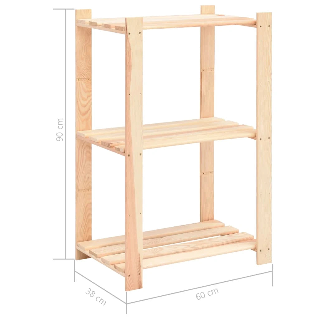 Scaffali portaoggetti a 3 livelli 3 pezzi 60 x 38 x 90 cm pino 150 kg beige 02_0045723