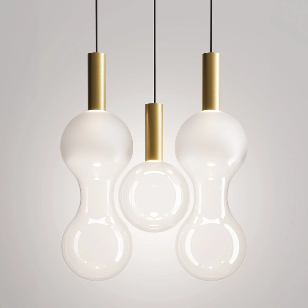 Zafferano Lampada a sospensione Sfera in vetro borosilicato soffiato a bocca, LED 8W 2700K dimmerabile TRIAC, finitura Oro e Trasparente, D18cm