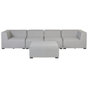 Set divano modulare 4 posti con pouf rivestimento in tessuto grigio salotto da giardino ottomana